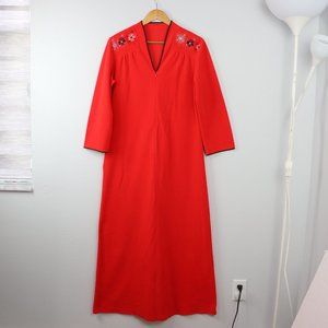 JCPenney Women's Vintage Zip Front Red Fleece Dracon Polyester Long Robe Pajama